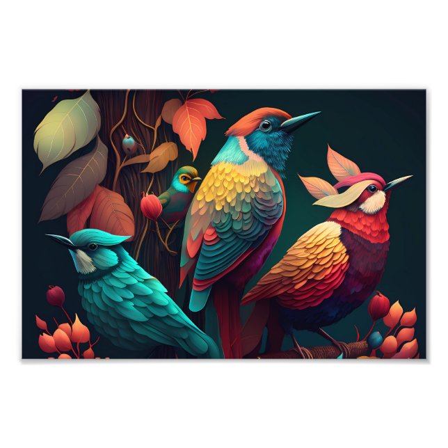 Beautiful Colourful Birds Photo Print (Front)