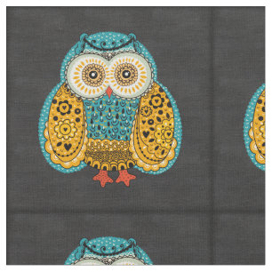 Beautiful Colourful Boho Retro Owl Fabric