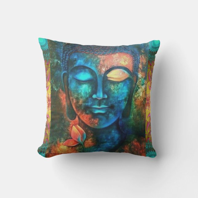 Beautiful Colourful Buddha Cushion (Front)