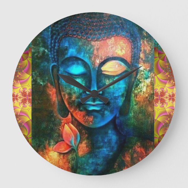 Beautiful Colourful Buddha Large Clock (Front)