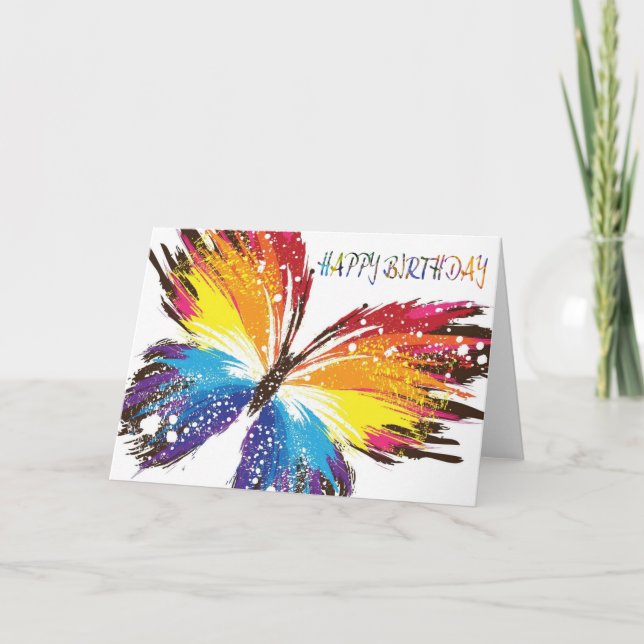 Beautiful Colourful Butterfly Birthday Card (Front)