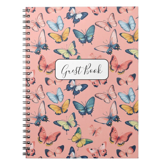 Beautiful Colourful Butterfly Print Guest Book (Front)