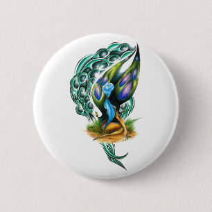 Beautiful Colourful Celtic Forest Faery 6 Cm Round Badge