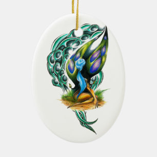 Beautiful Colourful Celtic Forest Faery Ceramic Tree Decoration
