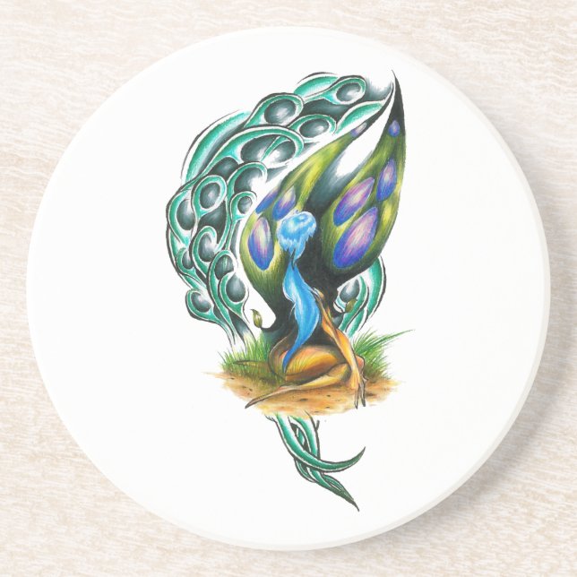 Beautiful Colourful Celtic Forest Faery Coaster (Front)