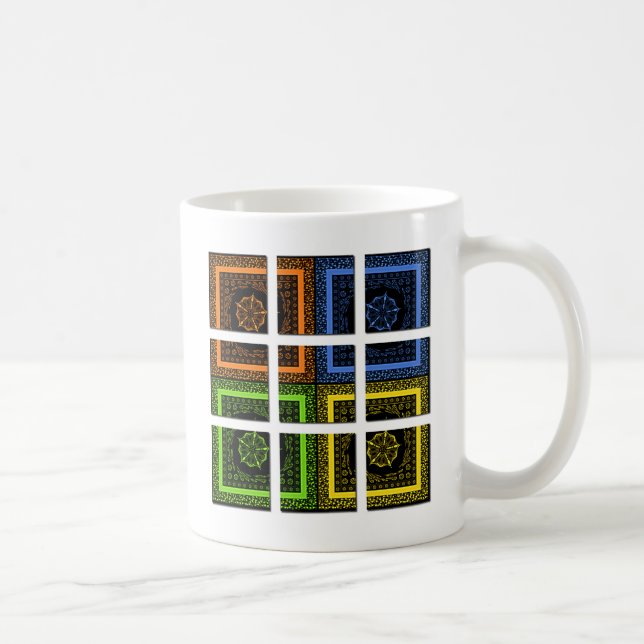 Beautiful colourful chequered geometrical stripes coffee mug (Right)