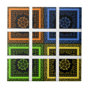 Beautiful colourful chequered geometrical stripes tile