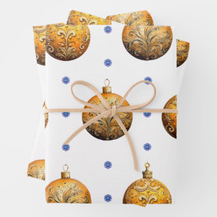 Beautiful Colourful Christmas Ornaments on White Wrapping Paper Sheet