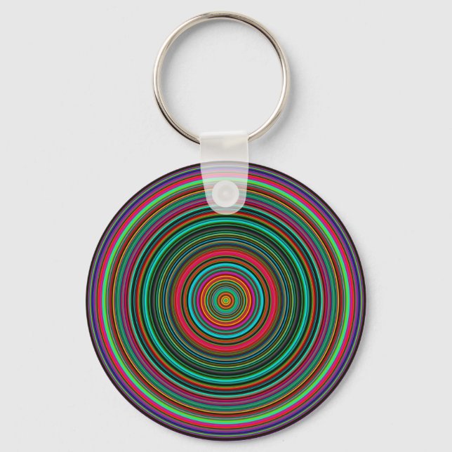Beautiful Colourful Circular Pattern Key Ring (Front)