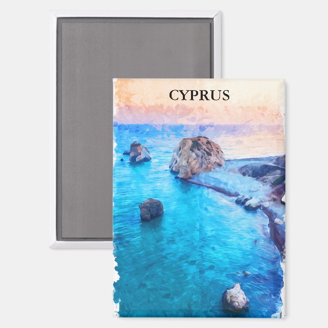 Beautiful Colourful Cyprus Coastline Scenery Magnet (Front/Back)
