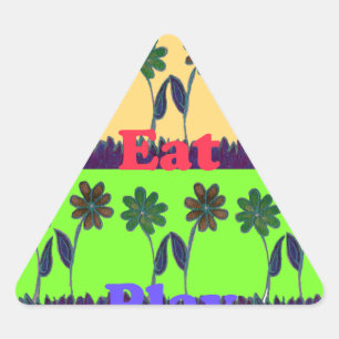 Beautiful colourful Eat Love Play text Floral Pop  Triangle Sticker