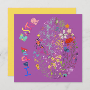 Beautiful Colourful Egg Floral Easter Card