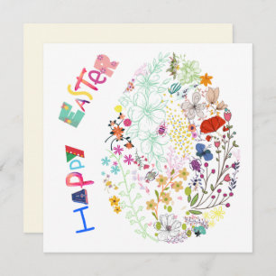 Beautiful Colourful Egg Floral Easter Card