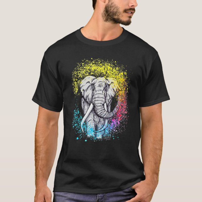 Beautiful Colourful Elephant T For Men Women Anima T-Shirt (Front)