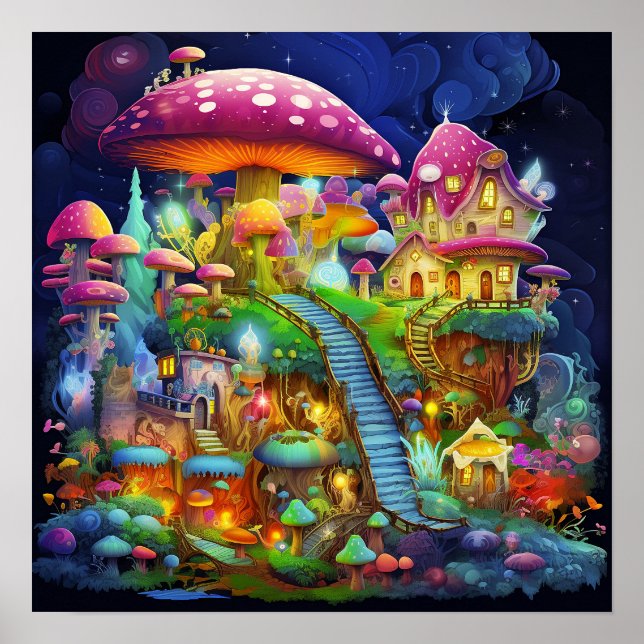 Beautiful Colourful Fantasy Magical Landscape Poster (Front)
