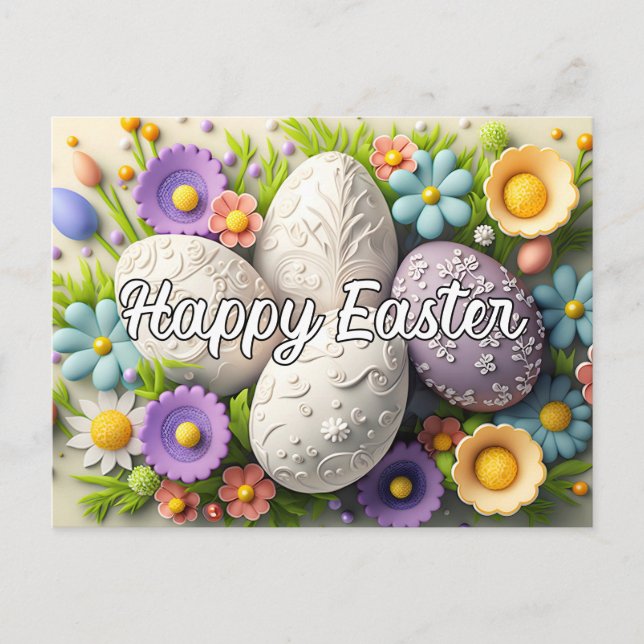 Beautiful Colourful Festive Easter Collage Postcard (Front)