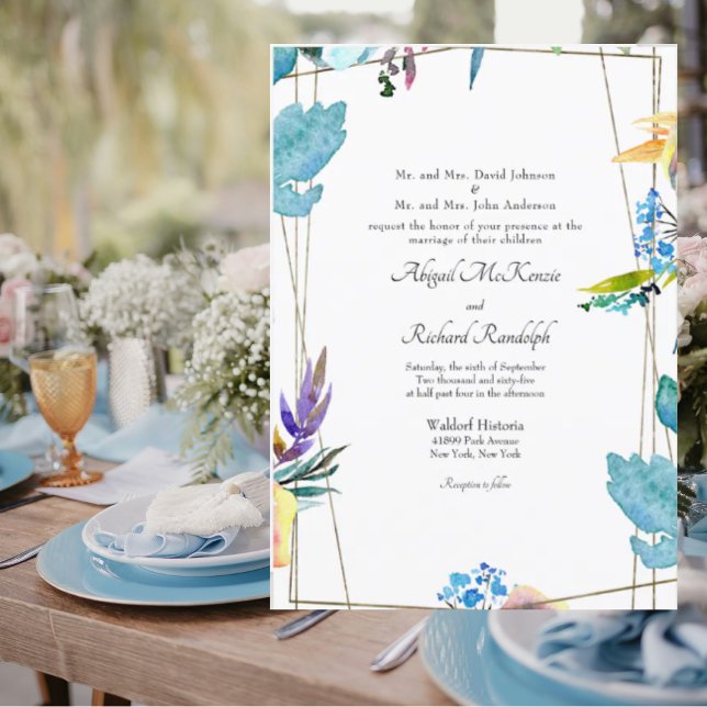 Beautiful Colourful Floral Both Parents Wedding Invitation (Creator Uploaded)