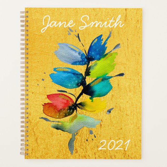 Beautiful colourful floral loose watercolor flower planner (Front)