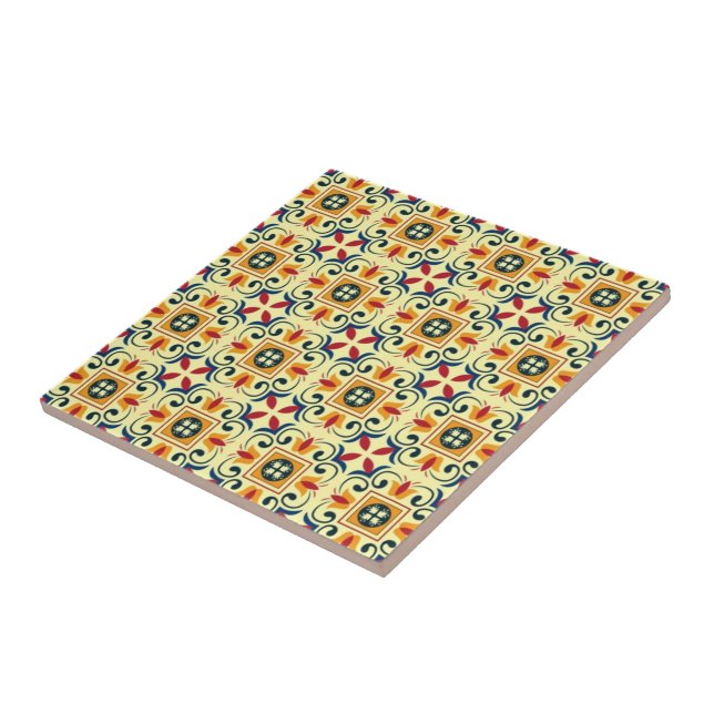 Beautiful Colourful Floral Patternn Vintage Ceramic Tile (Side)