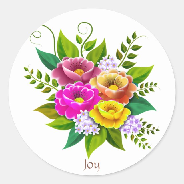 Beautiful Colourful Flower Bouquet Classic Round Sticker (Front)