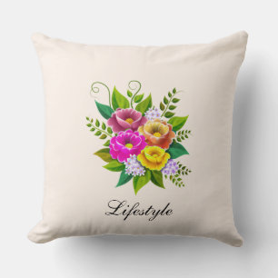 Beautiful Colourful Flower Bouquet Cushion