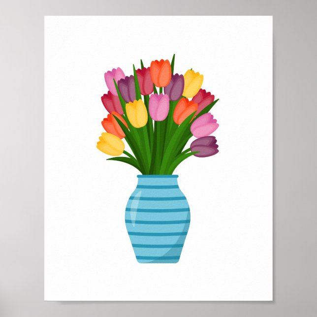 Beautiful Colourful Flower Vase Poster (Front)