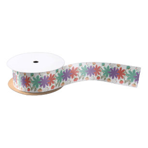 Beautiful Colourful Flowers And Buds Satin Ribbon