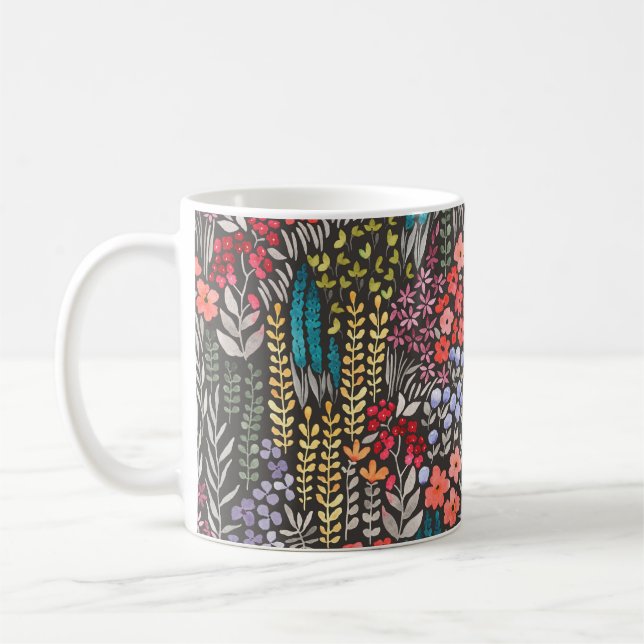 Beautiful colourful flowers garden seamless patter coffee mug (Left)