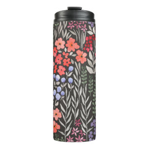 Beautiful colourful flowers garden seamless patter thermal tumbler