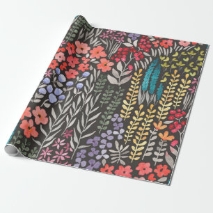 Beautiful colourful flowers garden seamless patter wrapping paper