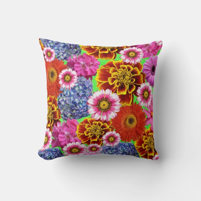 Beautiful Colourful Flowers Pattern Cushion (Front)