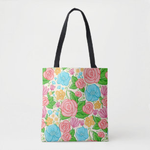 Beautiful Colourful Flowers Pattern Tote Bag
