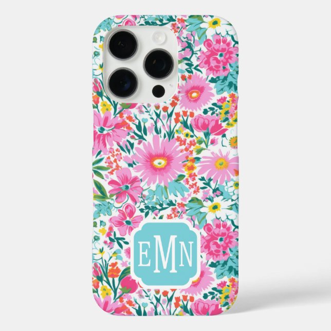 Beautiful Colourful Garden Monogrammed Case-Mate iPhone Case (Back)