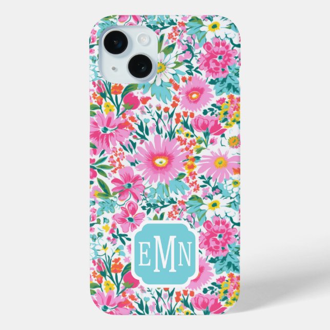 Beautiful Colourful Garden Monogrammed Case-Mate iPhone Case (Back)