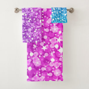 Beautiful Colourful Glitter Pattern Bath Towel Set