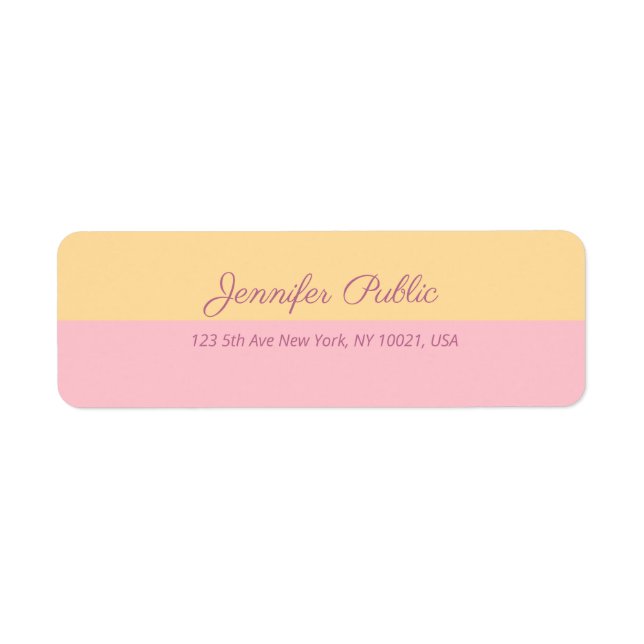 Beautiful Colourful Hand Script Name Return Addres Address Label (Front)