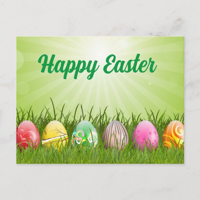 Beautiful Colourful Happy Easter Post Card (Front)