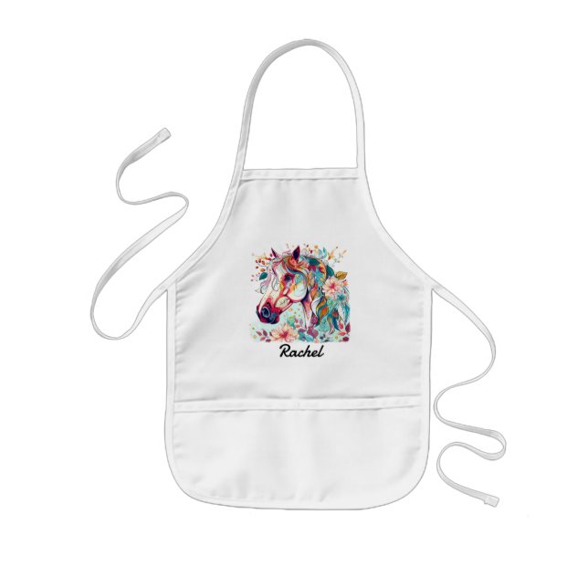Beautiful Colourful Horse Kids Apron (Front)