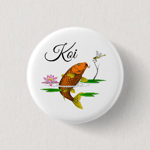 Beautiful Colourful Koi Illustration 3 Cm Round Badge