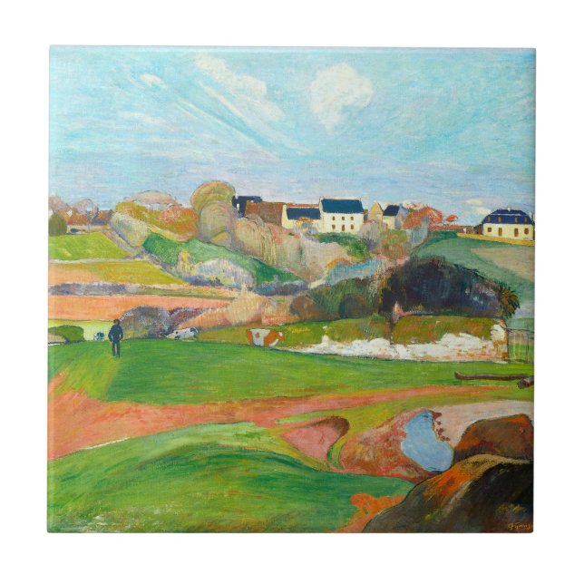 Beautiful colourful landscape  ceramic tile (Front)