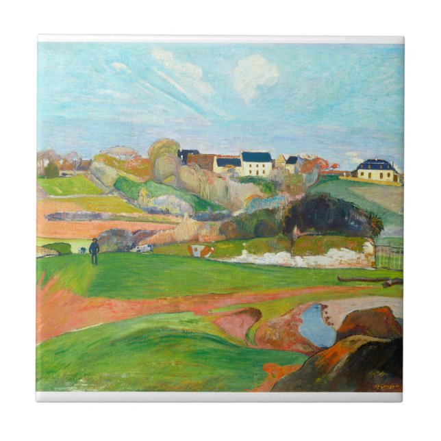 Beautiful colourful landscape  ceramic tile (Front)