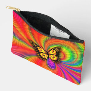 Beautiful Colourful Lights Gold Butterflies Accessory Pouch