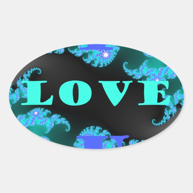 Beautiful colourful Love universe vector design ar Oval Sticker (Front)