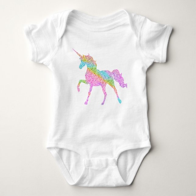 Beautiful Colourful Magical Unicorn Baby Bodysuit (Front)