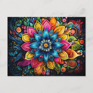 Beautiful Colourful Mandala Art Geometric Pattern Postcard