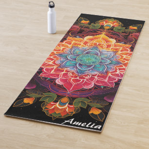 Beautiful Colourful Mandala Boho Monogram  Yoga Mat