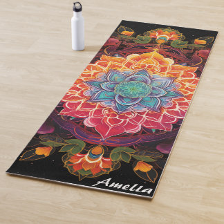 Beautiful Colourful Mandala Boho Monogram  Yoga Mat