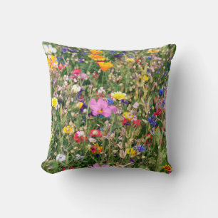 beautiful colourful meadow of wild flowers cushion