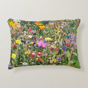 beautiful colourful meadow of wild flowers decorative cushion