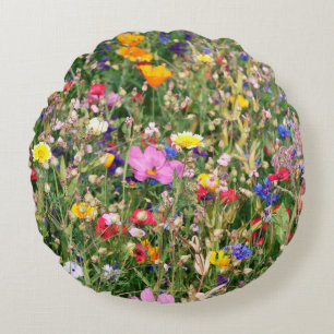 beautiful colourful meadow of wild flowers round cushion